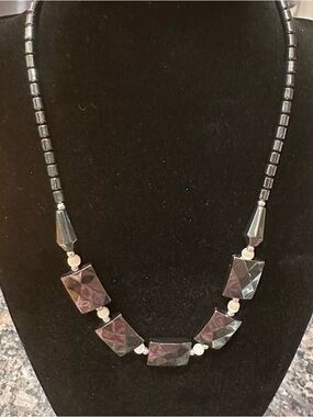 Vintage Hematite Necklace Gunmetal Gray/Black 18 inches